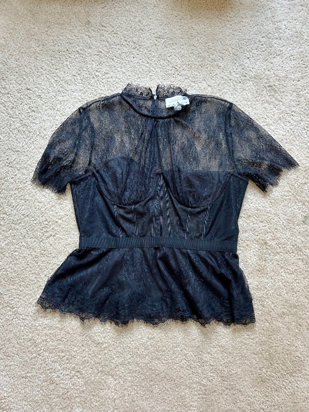 Mare Mare X Anthropologie Lace Bustier Top Black Sz Large 10-12